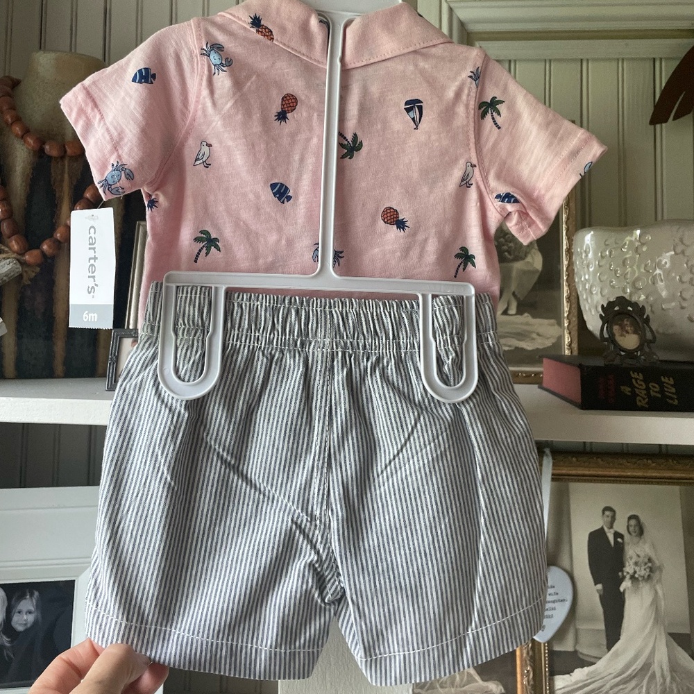 CARTER'S BABY BOY 2 PC TROPICAL SHORT SET SIZE 6 MONTHS NWT